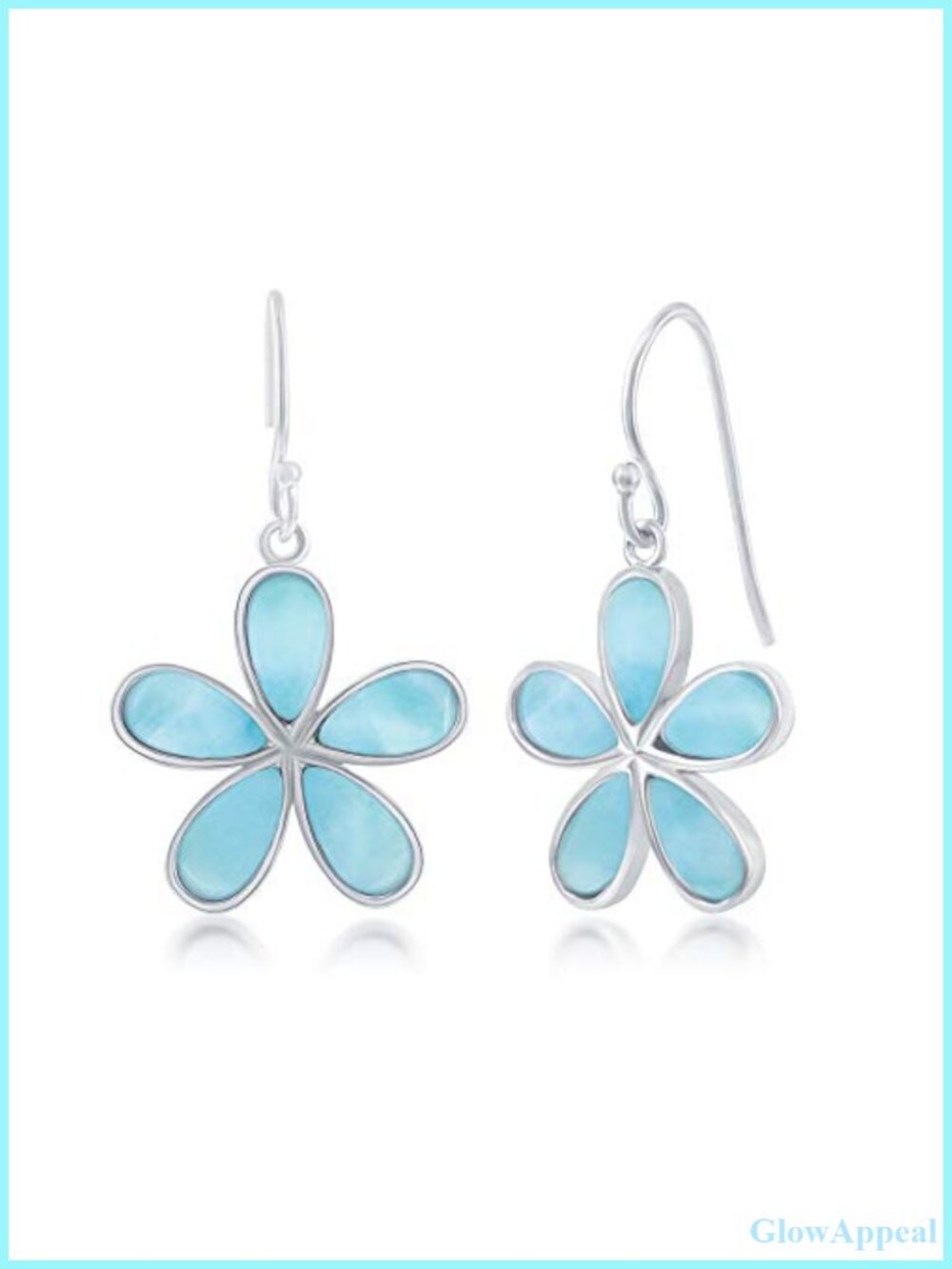 Larimar Sterling Silver Dangle Earrings for Women Handmade Gift